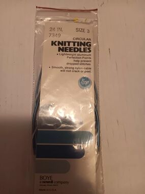 Boye Circular Knitting Needles Vintage 24 In. Size 3 #7349 Lightweight Aluminum